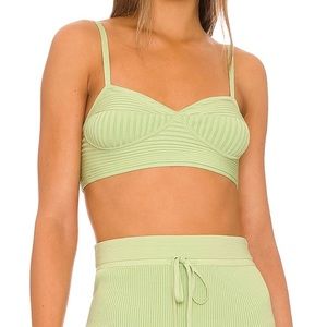 Jonathan Simkhai Linden Compact Rib Bra Top in Pear Green
